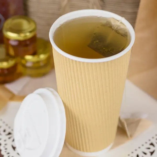 [500 ct] 20 oz Paper Coffee Cups | Ripple | 90 mm | Kraft