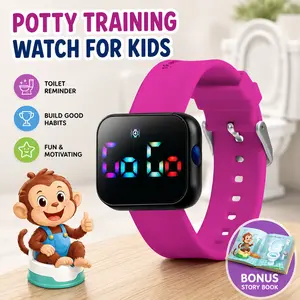 Potty Training Watch for Kids V2 – A Water Resistant Toilet Reminder Device for Boys & Girls to Train Your Toddler with Fun/Musical & Vibration Interval Reminder with Potty Training eBook (Magenta)