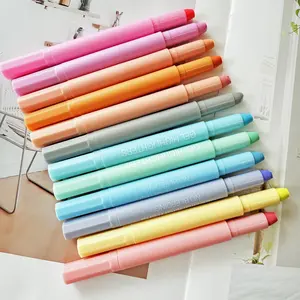 Pastel Gel Highlighter Pen,  1 Set  12 Color Non Bleeding Highlighter Pen, Gel Pen Highlighter for Students, Office Stationery & Supplies