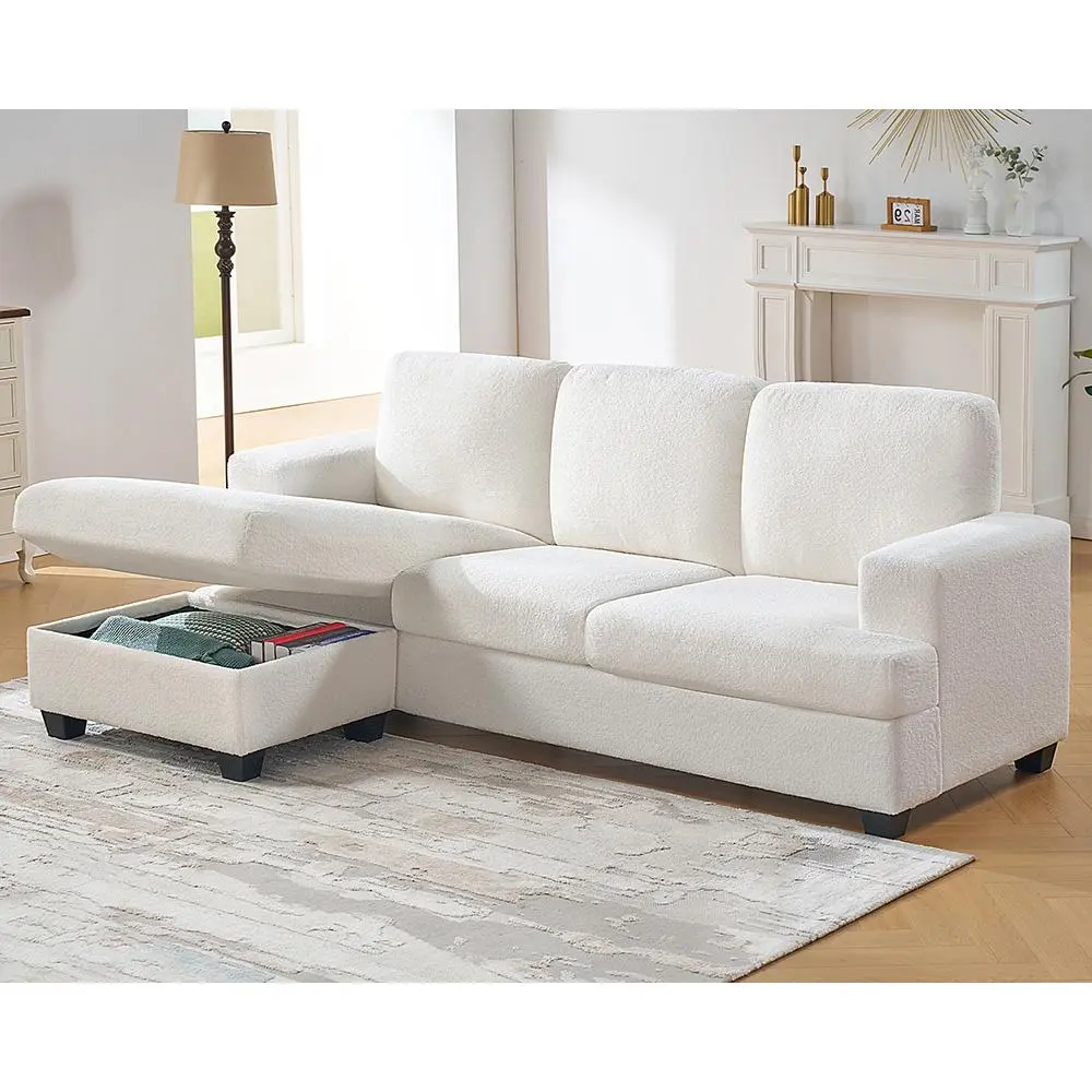 Boucle White-L Shape Couch