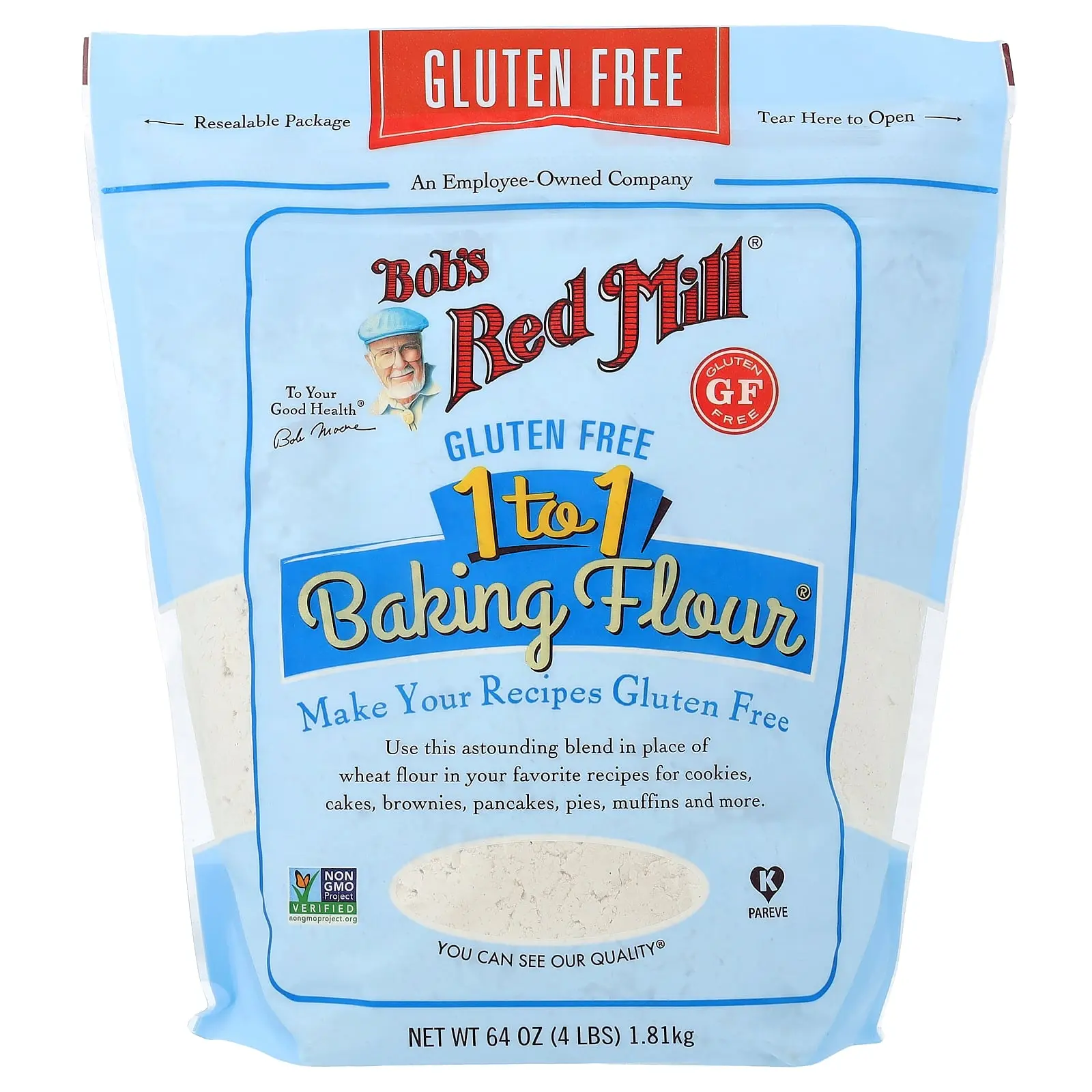 Bob's Red Mill 1 to 1 Baking Flour®, Gluten Free, 64 oz (1.81 kg)