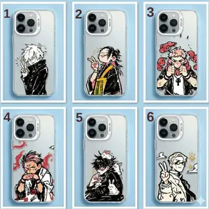 Kawaii Colored Line Art Chibi Style Jujutsu K-Kaisen JJK Compatible with iPhone 17, 16, 15, 14, 13, 12, 11, X & Galaxy