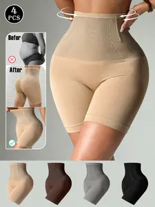 Women's Plus Size Shapewear Pants, High Waist Design, Skin-Friendly Tight Fit Fabric, Elastic Comfort, Suitable for All Seasons,2Pack/3Pack。