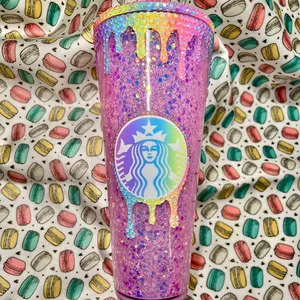 Pink Rainbow Drip Tumbler