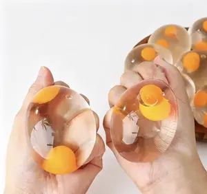 Double Yolk Squeeze Egg Water Ball, Clear Silicone Squishy Fidget Toy, Stretchy Stress Relief Toy for Kids Adults, Anxiety Reducer Sensory Play Toy for Classroom, Office, Party Favors