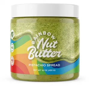 Rainbow Nut Butter Pistachio Cream GLUTEN FREE Pairs well with Fruit, Strawberries, Waffles, Pancakes, Chocolate, Brownies, Cookies, Dates, Ice Cream, Pretzels, Rice Cakes, Salted Crackers, Cinnamon Rolls, French Toast, Croissants, and more!