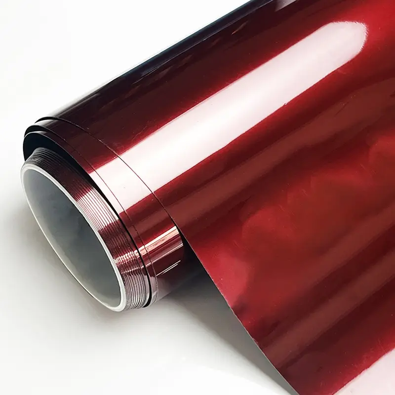 Premium PET High Glossy Liquid Metallic Dragon Blood Red Vinyl Wrap Film Car  Motorcycle Sticker Decal Air Release Self Adhesive Car Decals Decal For Cars Vehicle Exterior Decoration