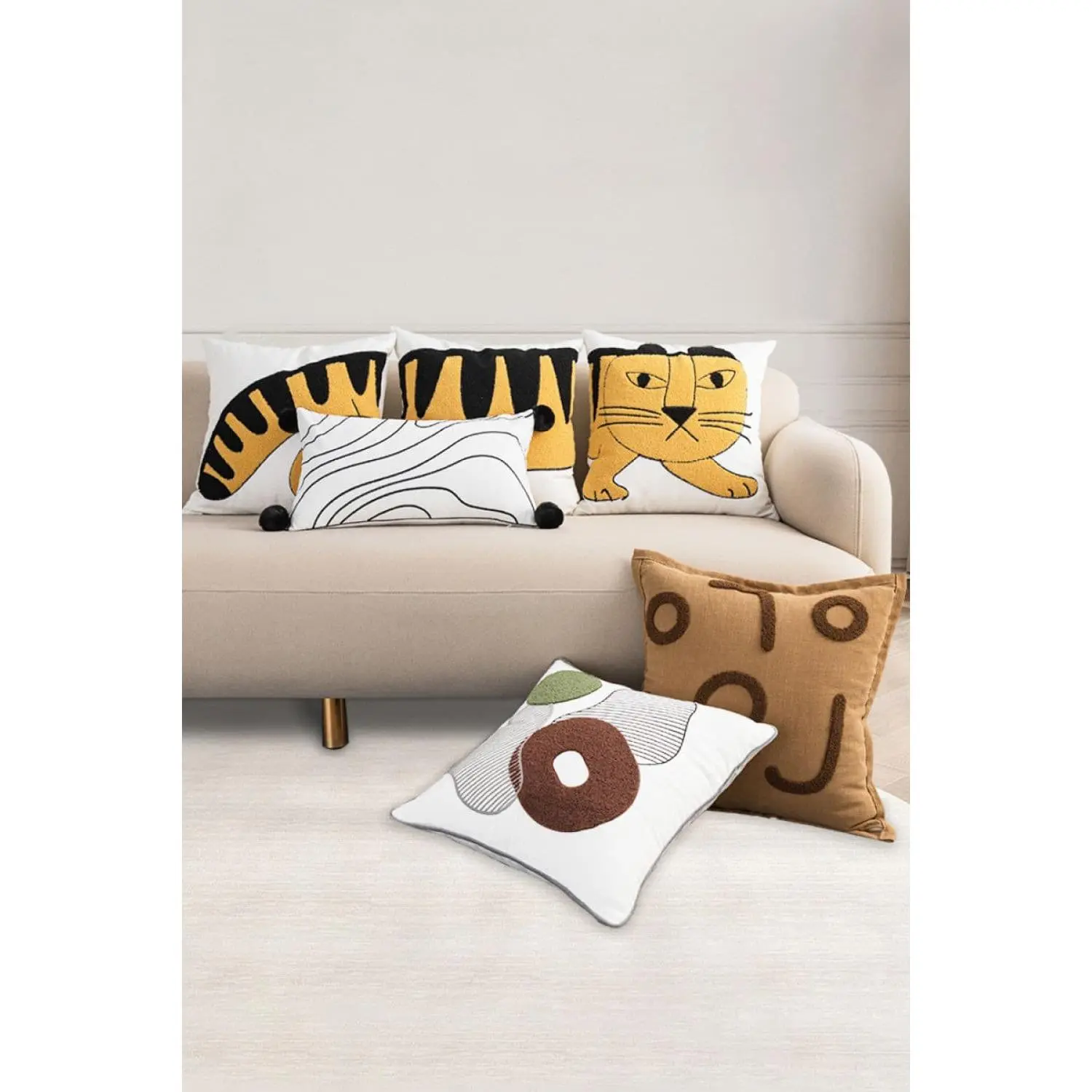 3-Pack Punch-Needle Embroidery Decorative Throw Pillow Cases