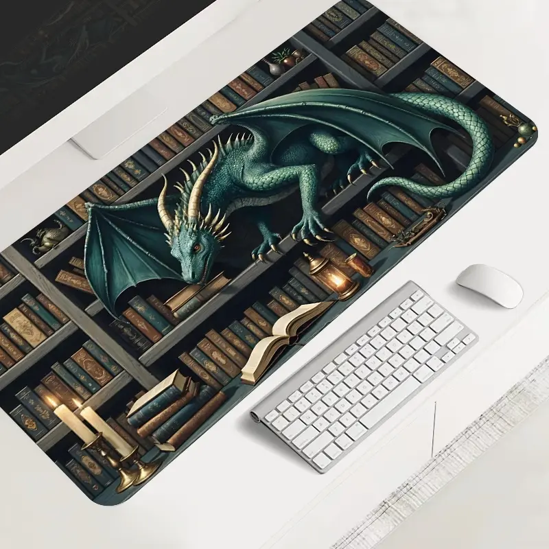 Majestic Dragon Large-Sized Gaming Mouse Pad, Aesthetic Library Desk Mat, Anti-Slip Rubber Lock Edge High-Definition Printing, Suitable For Computers, Laptops, Offices, Homes, Schools, As A Gift For Family And Friends