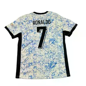 Portugal Soccer Jersey, Ronaldo 7 Away Football Shirt 2024 25, Azulejo Tile Pattern Kit, CR7 Fan Gear, Soccer Gift for Men US
