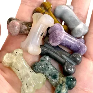 Dog Bone Crystals 10 Counts Carving Healing Stone Home decoration From IG Crystal