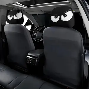 2 angry cartoon eye pattern car headrest covers, easy to install, car decoration, ideal Christmas gift for relieving fatigue during long drives, suitable for car lovers