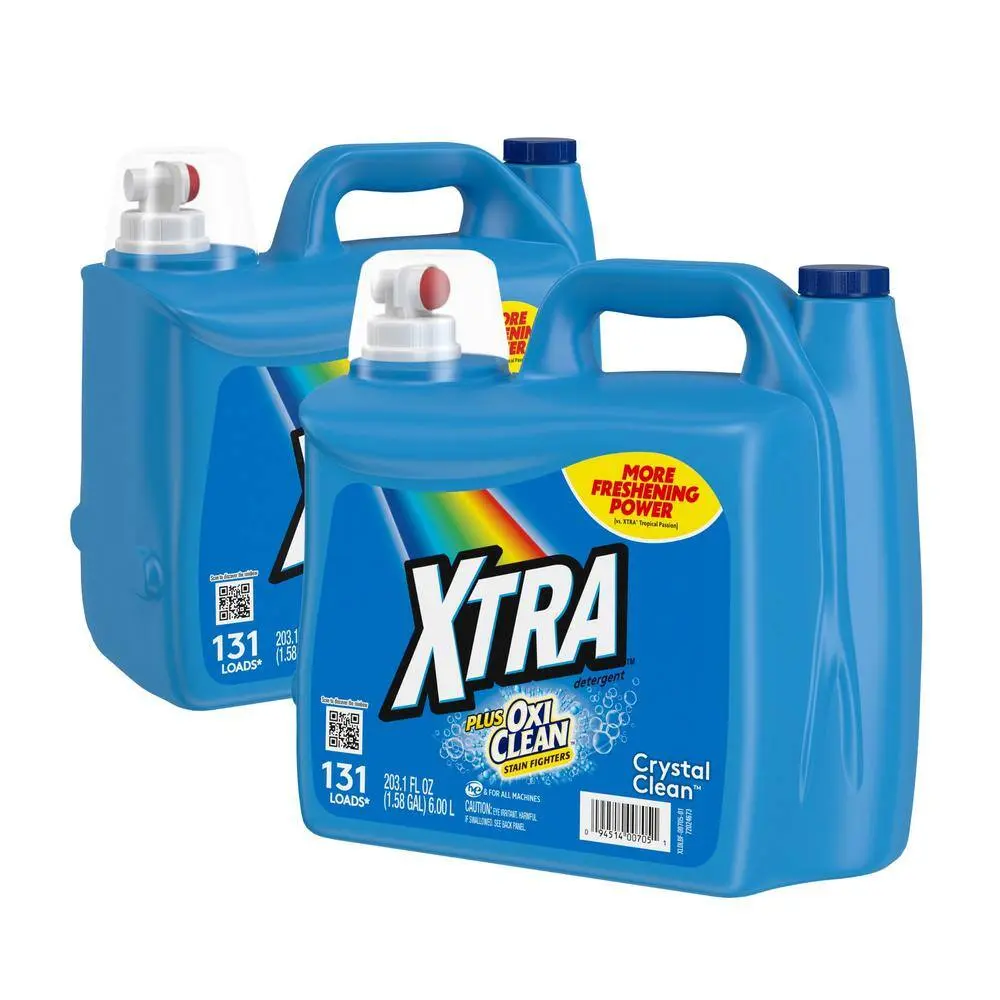 Xtra Plus Oxiclean Loads Liquid Laundry Detergent 203.1 fl oz - 2 Pack - Eco-Friendly & Sustainable with Odor Blasters Fresh Scent 131 Loads