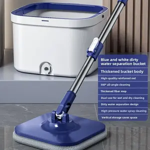 Self-Cleaning Flat Mop & Bucket Set with Clean & Dirty Water Separation, High-Pressure Wash System, Hands-Free Floor Cleaning Mop, 360° Rotating Head