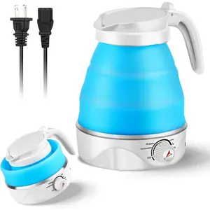 600ml Collapsible Travel Kettle - Portable Silicone Electric Kettle with Temp Control, Foldable for Camping/Hotels (Fast Boil, BPA-Free)
