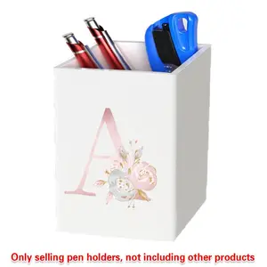 Flower & Letter Pattern Makeup Brush Holder, Makeup Tool Organizer, 1 Count Desktop Storage Organizer, Pencil Holder Box Container for Desk Home Dining Room Office