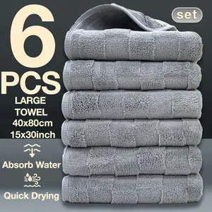 6-Pack Large Thickened Hand Towels Suitable for - Heavy-Duty Bulk Pack, High Absorbency Flock Bath Towels, Extended Length (80*40cm), Machine Washable, Christmas & Holiday Bath Sheet Bulk