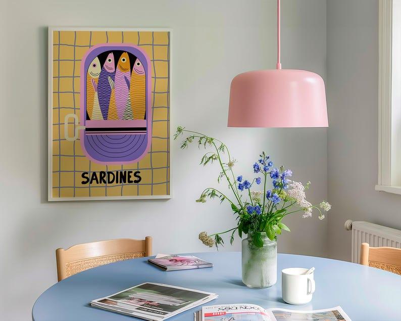 Sardines Wall Art Print, Tin Fish Art Print, Sardines Tin Print, Colorful Fish Print, Kitchen Wall Art, Trendy Wall Art, Seafood Wall Art