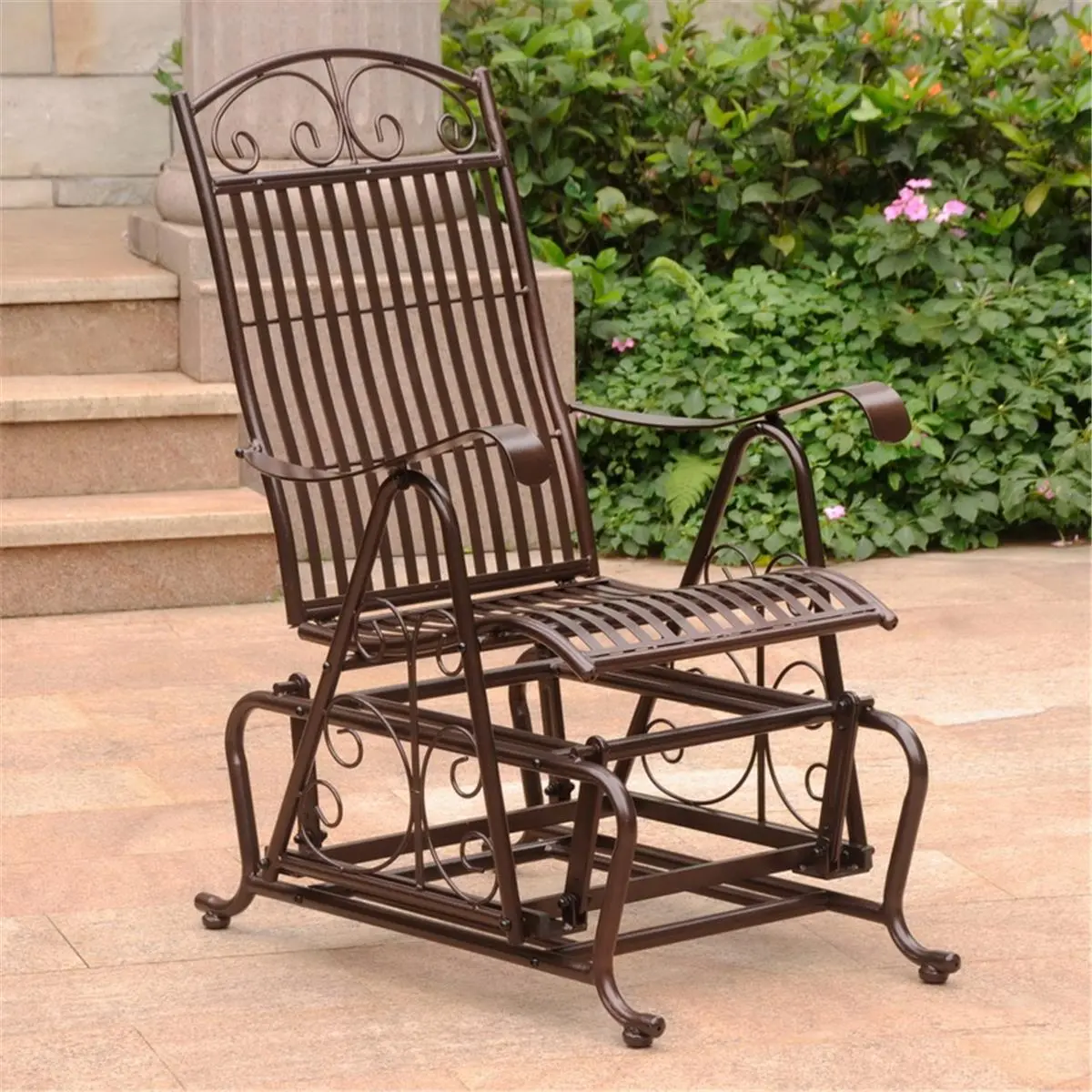 212 MAIN Mandalay Bronze Iron Glider - Outdoor Living Furniture, Patio Glider for Outdoor Furniture Sets, Patio Lounge Furniture