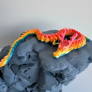 3D printed dragon statue figurine with flexible joints, perfect as a holiday gift, home decor, and collectible display piece