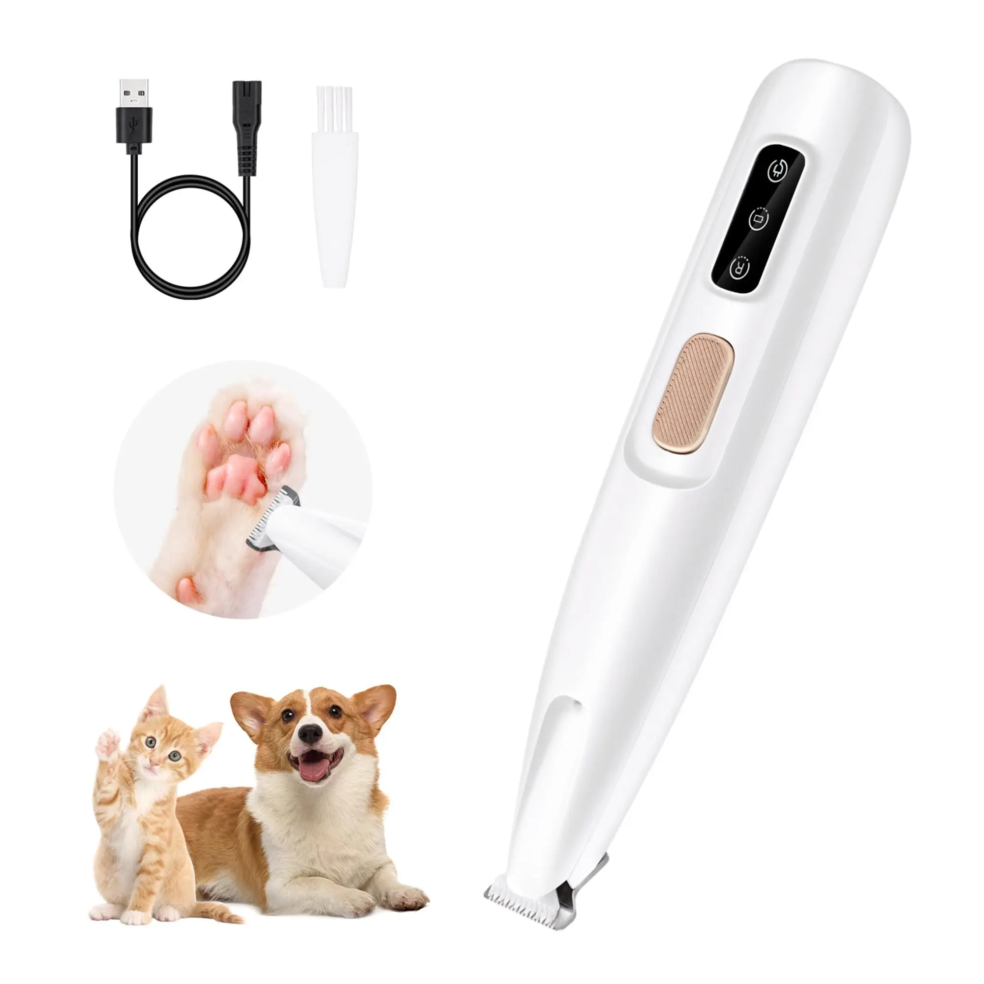 Pet Micro Precision Trimmer, Multifunctional Pet Hair Trimmer Waterproof Rechargeable Shaver with LED Light for Paws Eyes Ears Face Buttocks for Small Dogs and Cats，50dB Quiet Shave.
