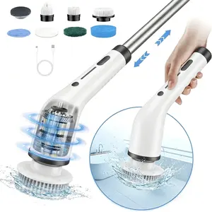 Cordless Handheld Electric Spin Scrubber, Portable IPX7 Waterproof Cleaning Tool with Adjustable Speed, Extendable Rod, Long Battery Life, Multi-Surface Brushes - Durable Powerful Cleaner Kit for Bathroom-Kitchen, Mother’s Day Gift
