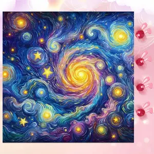 5D DIY Full Drill Round Diamond Painting - Diamond Art Painting Kit Starry Sky, Swirl, Sparkle Mosaic, Canvas - DIY Decorative Painting, Home Wall Decor, Handcraft, Suitable for Halloween and Christmas, Birthday and Anniversary Gifts