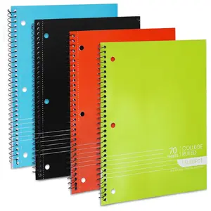 College Ruled Spiral Notebooks, 70 Sheets, 3 Hole Punched 1 Subject Notebooks for School Classroom, Home, Office - Perforated Pages, Assorted Colors