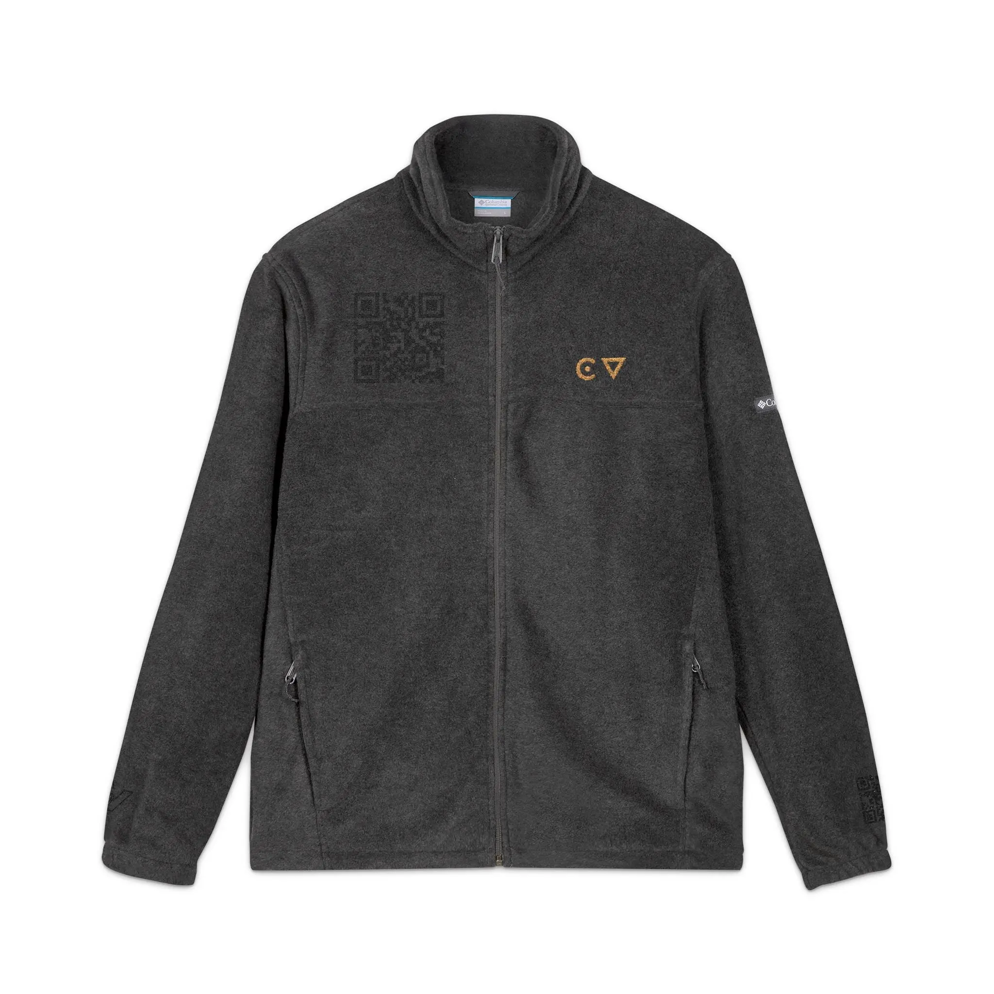 Embroidered Fleece Jacket — 'Cowboy Vibes' Charcoal Columbia Zip-Up