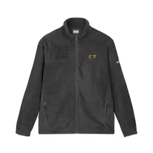 Embroidered Fleece Jacket — 'Cowboy Vibes' Charcoal Columbia Zip-Up