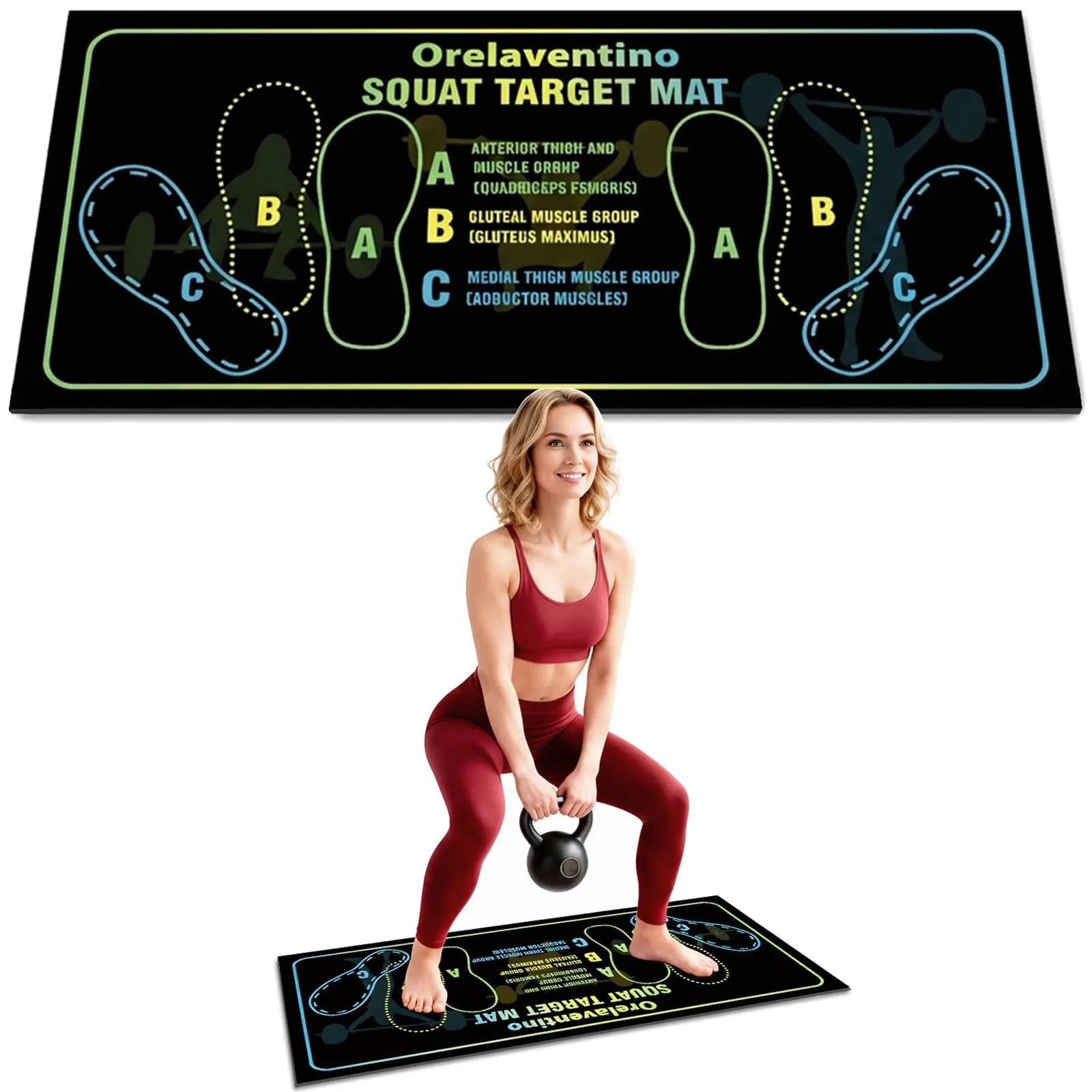 Squat Mat with Foot Position,Non-Slip Workout Mat for Squats & Leg Exercises, Improves Muscle Activation & Knee Support, Home Gym Fitness Mat,30 * 13.8"inch Squat Pad, Durable Material