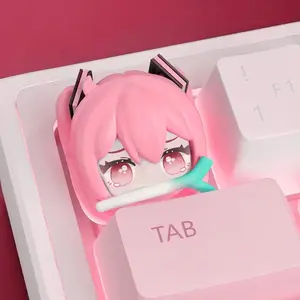 Cartoon Hatsune Miku Swinging Onion Cross Axis PBT Keycaps Sublimation Technology Personalized Gaming Mechanical Keyboard Keycap