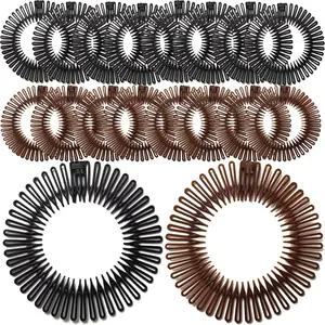 Flexible Plastic Circle Tooth Headbands - 20 Pack Hair Wrap Holders for Women, Girls and Sports