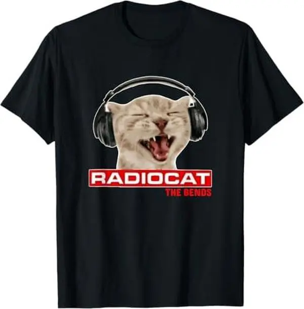Radiocat The Bends Funny Music Cat Meme Cat Mom Cat Lover T-Shirt