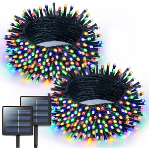 2 Pack Solar Christmas Lights Outdoor Waterproof, Total 400LED 151FT Multi Colored Christmas Lights, 8 Modes Solar String Lights for Outside Tree Patio Garden Xmas Christmas Decorations