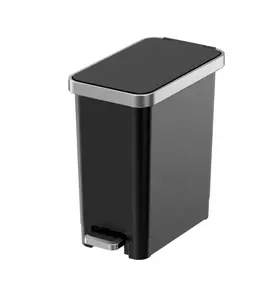 Bedroom Office Trash Can 2.5 Gallon Small Plastic Step Garbage Bucket Bin with Soft Close Lid Black for Tidy Spaces