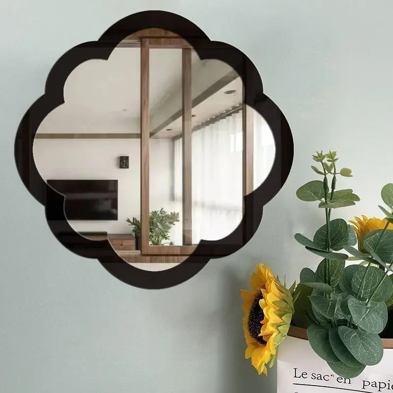 Moroccan-style Artistic Combination Unique Shape Decorative Mirror | Classic Black, Wall Mount, Plastic Frame, Polished End - Ideal for Bathroom, Living Room, Hallway Decor. Mirrors for Wall Decor Living Room