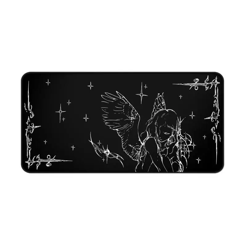 Desk Mat, Cybersigilism Captured Stars ,Angel Design - Mouse Pad, Gaming Mat, Desk Accessory, Workstation Decor, Office Supplies
