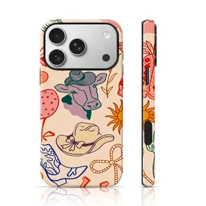 Western Cowgirl Doodle Pattern Design Phone Case Drop Proof for iPhone 17 Pro Max/16 Pro Max /15Pro Max 15/14/13/12 & Samsung S26 /S25Ultra Great Gift