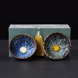 Hand-Painted Chinese Porcelain Tea Cup Pair