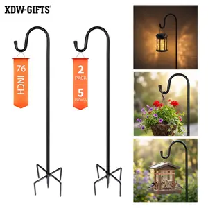 XDW-GIFTS 2PCS Heavy Duty Bird Feeder Pole with 5-Prong Base, Adjustable Stand Hanger for Garden Plants & Lanterns, Ideal Father’s Day Gifts for Dads & Grandpas, Shepherd Hook, Outdoor Garden Accessories