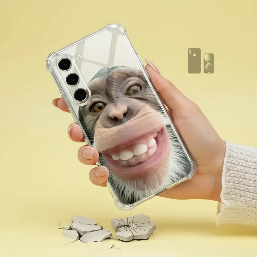 Cute Fashion Shockproof Ugly-Cute Funny 1pc Transparent Monkey Painted Thick Anti-Drop Phone Case Compatible With IPhone 16/11/16pro/16plus/16promax/16e/15Promax/13/14/12/XS/XR/7G/8P, G Compatible With Galaxy S25/S25PLUS/S25
