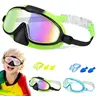 Kids 2-Pack Pool Goggles & Swimming Glasses with Nose Cover, Wide Lens Anti-Fog UV-Protective Shock-Resistant Shatterproof Underwater Gear for Children 3-15, Swim Kit for Kids Who Love to Swim and Dive