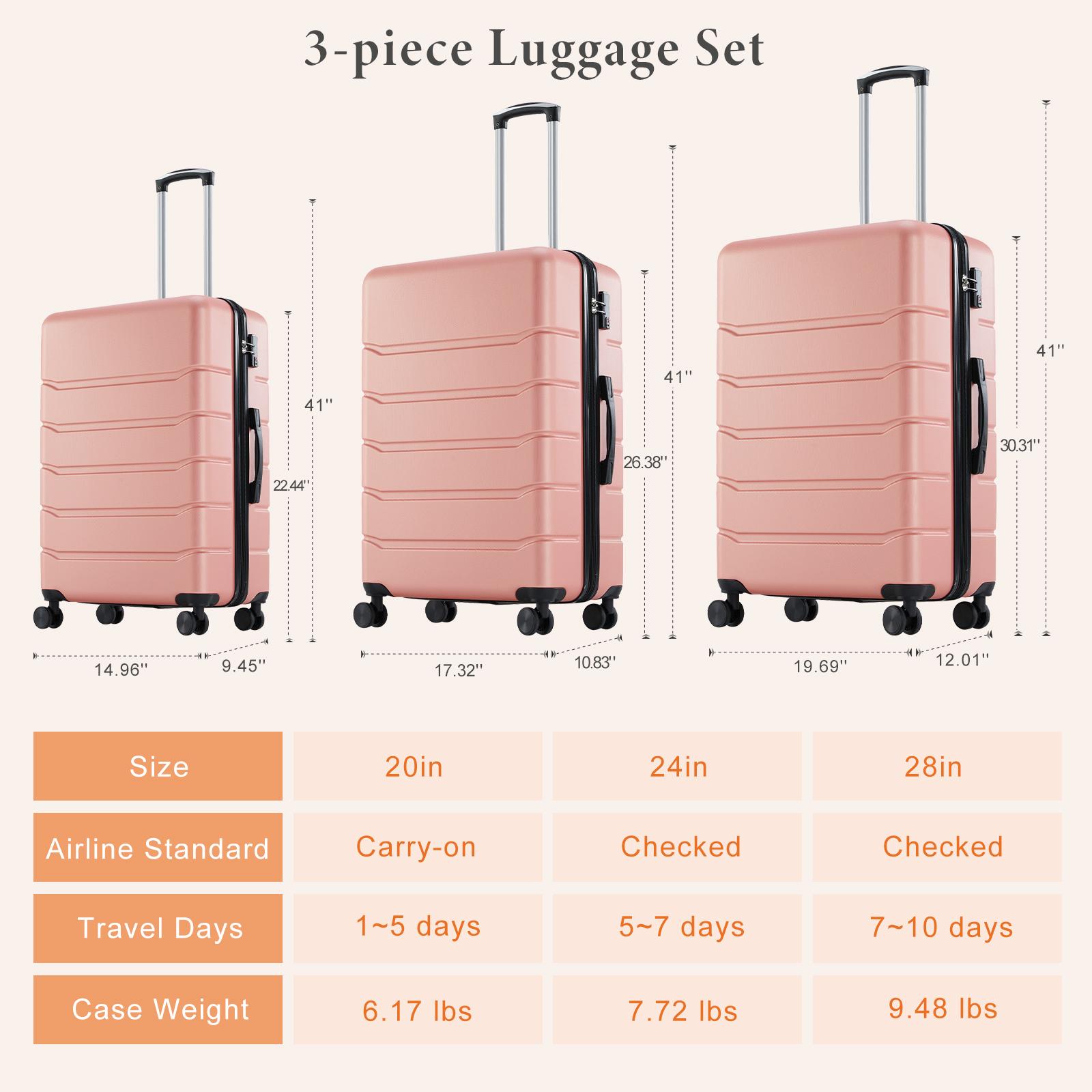 Carry on Luggage, Hard Shell ABS Suitcase with Double Spinner Wheels, Lightweight Expandable Rolling Luggage with TSA Lock