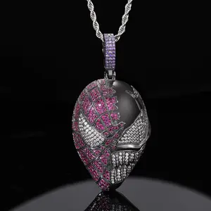 Cool Copper Zircon Hip Hop Mask Pendant Necklace Trend Necklace Jewelry for Men style adjustable Leather Bracelet Gift woman birthday color day size chic body affordable jewelr ys dd _ perfect accessory couple christmas septum elegant choice s925 silver