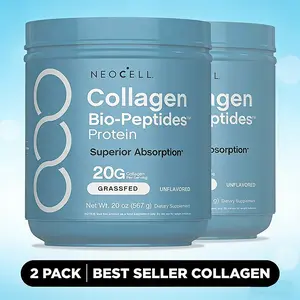 2 x NeoCell Collagen Bio-Peptides Powder 20oz - Grassfed Protein Supplement - Advanced with 18 Essential Amino Acids