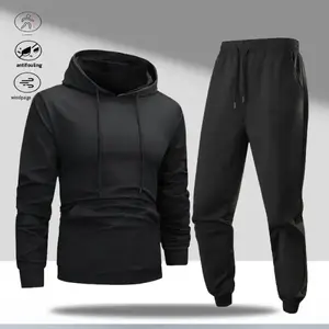 Men's 2-Piece Sweatsuit Set - Hooded Drawstring Sweatshirt, Elastic Cuff Drawstring Jogger Pants, Solid Minimalist Casual Streetwear Tracksuit Set for Everyday Sneaker Pairing, City Strolls fathersdaygift