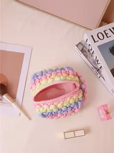 Rainbow Color Style Women's Handbag, Cute Soft Cloud Design, Portable Makeup Bag, Cosmetic Organizer, Small Items Storage, Makeup Pouch