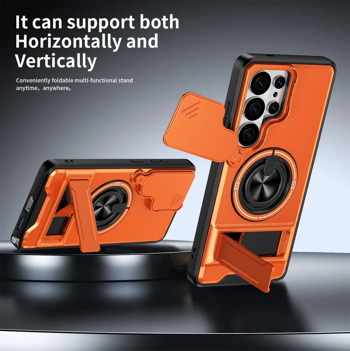 Rotating Ring Phone Case, Compatible with Samsung 26/25/24/23/22/21 Ultra, High-End Design, Practical Stand Case, TPU+PC Armor Shell, with Camera Protector, Unisex, Military-Grade Protective Case