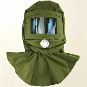 Professional Sandblasting Hood Cap, Anti-Dust Wind Protection Mask with Neck Protector, Cut Scratch Heat Resistant Shawl Cap for Sandblasting Tool, Reusable Protective Gear, Green